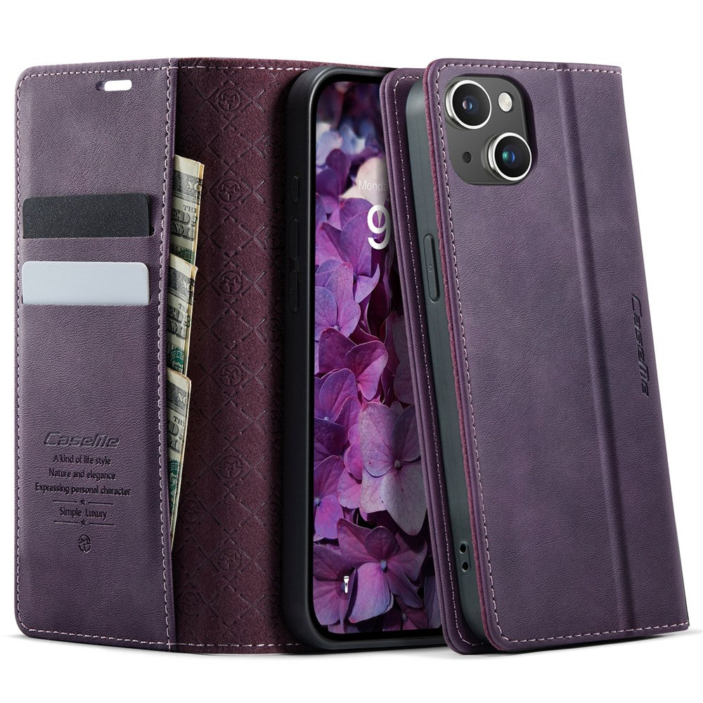 CASEME For iPhone 14 Plus Case  033 Series RFID Blocking Wallet Stand Calf Texture Leather Phone Cover