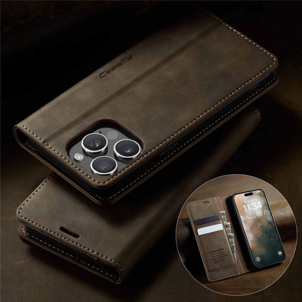 CASEME For iPhone 14 Pro Max Case  033 Series RFID Blocking Wallet Stand Calf Texture Leather Phone Cover