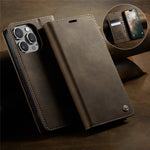 CASEME For iPhone 14 Pro Max Case  033 Series RFID Blocking Wallet Stand Calf Texture Leather Phone Cover
