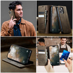 CASEME For iPhone 14 Pro Max Case  033 Series RFID Blocking Wallet Stand Calf Texture Leather Phone Cover