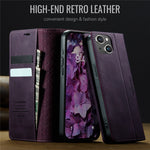 CASEME For iPhone 15 Plus Case  033 Series RFID Blocking Wallet Stand Calf Texture Leather Phone Cover