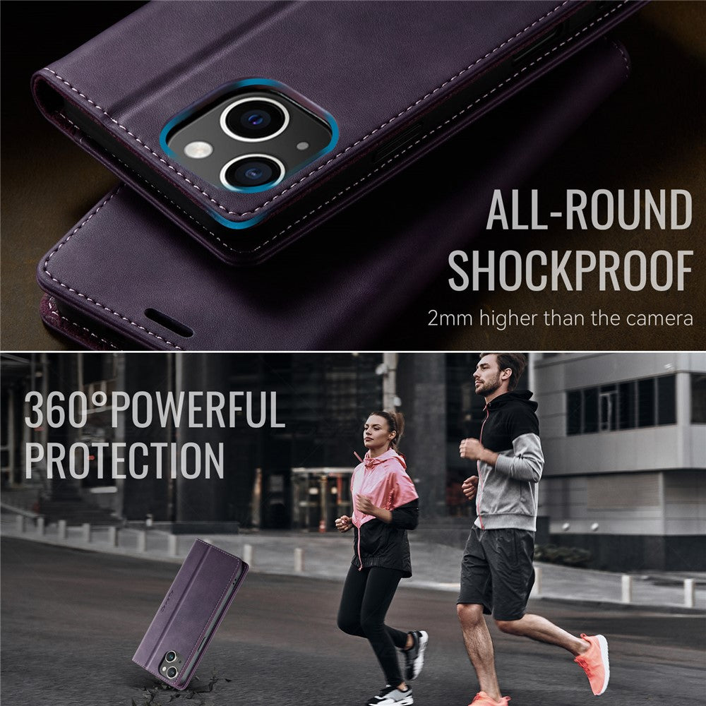 CASEME For iPhone 15 Plus Case  033 Series RFID Blocking Wallet Stand Calf Texture Leather Phone Cover
