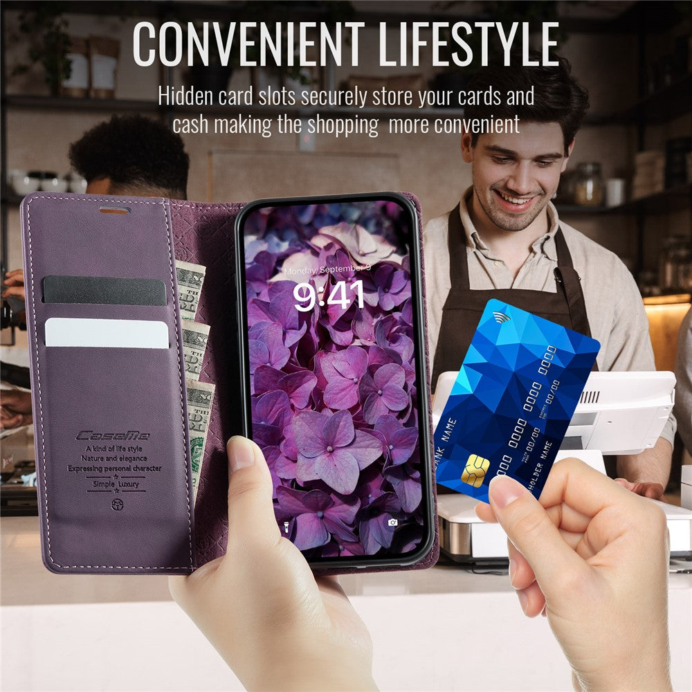 CASEME For iPhone 15 Plus Case  033 Series RFID Blocking Wallet Stand Calf Texture Leather Phone Cover