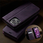 CASEME For iPhone 15 Pro Max Case  033 Series RFID Blocking Wallet Stand Calf Texture Leather Phone Cover