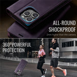 CASEME For iPhone 15 Pro Max Case  033 Series RFID Blocking Wallet Stand Calf Texture Leather Phone Cover