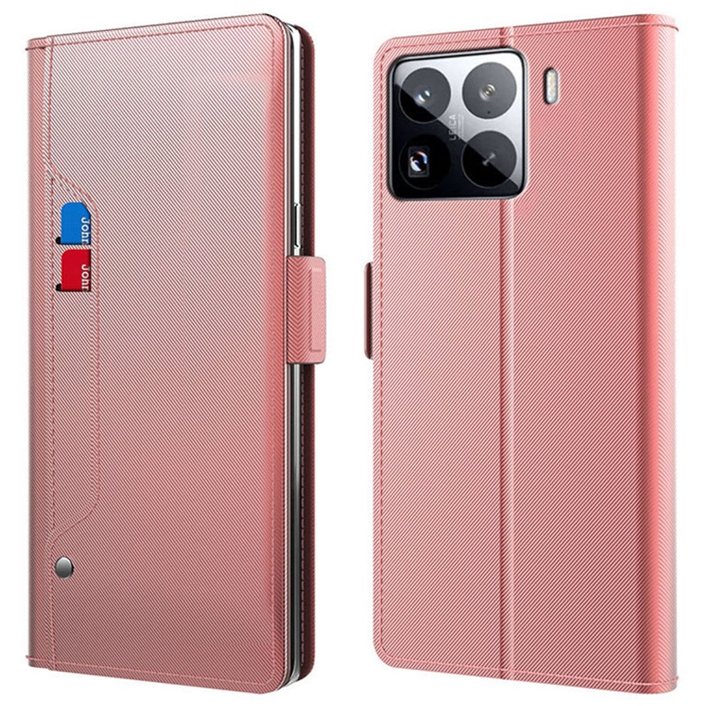 Xiaomi 15S Pro Fodral Stativ PU Läder mobilfodral Korthållare Spegel
