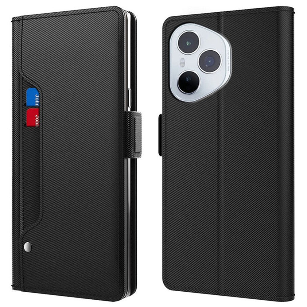 Til Honor 400 Pro 5G (Global) Cover Stander PU Læder Telefoncover Kreditkortholder Spejl