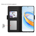 Til Honor 400 Pro 5G (Global) Cover Stander PU Læder Telefoncover Kreditkortholder Spejl