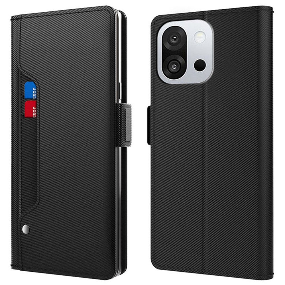 OnePlus 13T 5G Fodral Stativ PU Läder mobilskydd Korthållare Spegel