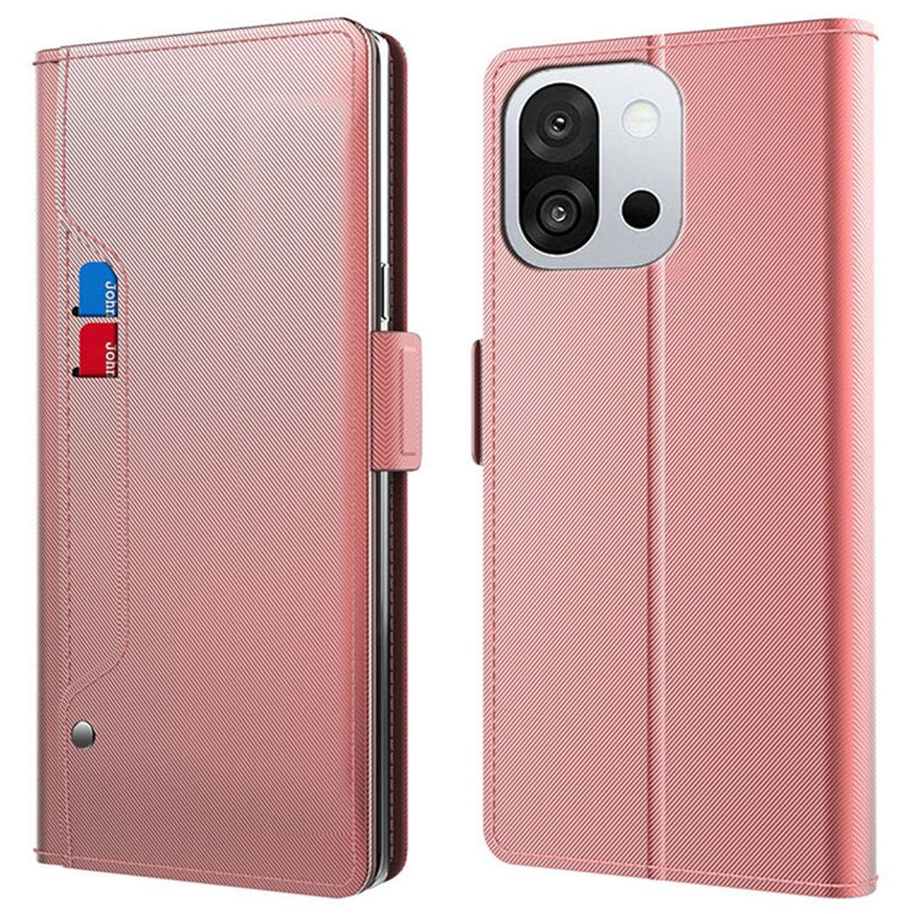 OnePlus 13T 5G Fodral Stativ PU Läder mobilskydd Korthållare Spegel