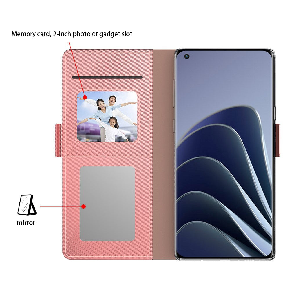 OnePlus 13T 5G Fodral Stativ PU Läder mobilskydd Korthållare Spegel