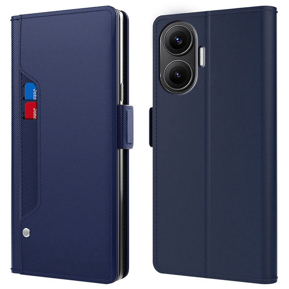 For Xiaomi Poco F7 5G / Redmi Turbo 4 Pro 5G Case Stand PU Leather Phone Cover Card Holder Mirror