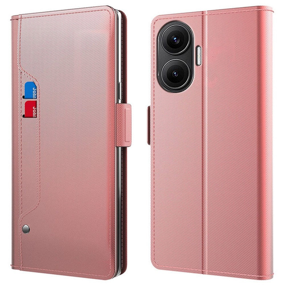 For Xiaomi Poco F7 5G / Redmi Turbo 4 Pro 5G Case Stand PU Leather Phone Cover Card Holder Mirror