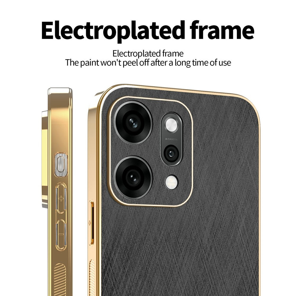 KADEM For Oppo Reno14 5G (Global) Case Electroplating Silk Texture PU + TPU Phone Back Cover