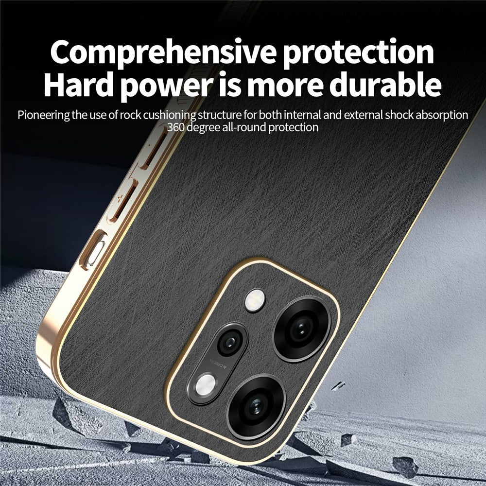 KADEM For Oppo Reno14 5G (Global) Case Electroplating Silk Texture PU + TPU Phone Back Cover