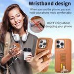 CASENEO For iPhone 16 Pro Max Magnetic Case Hand Strap Design PU Leather + PC Phone Cover