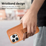 CASENEO For iPhone 16 Pro Max Magnetic Case Hand Strap Design PU Leather + PC Phone Cover
