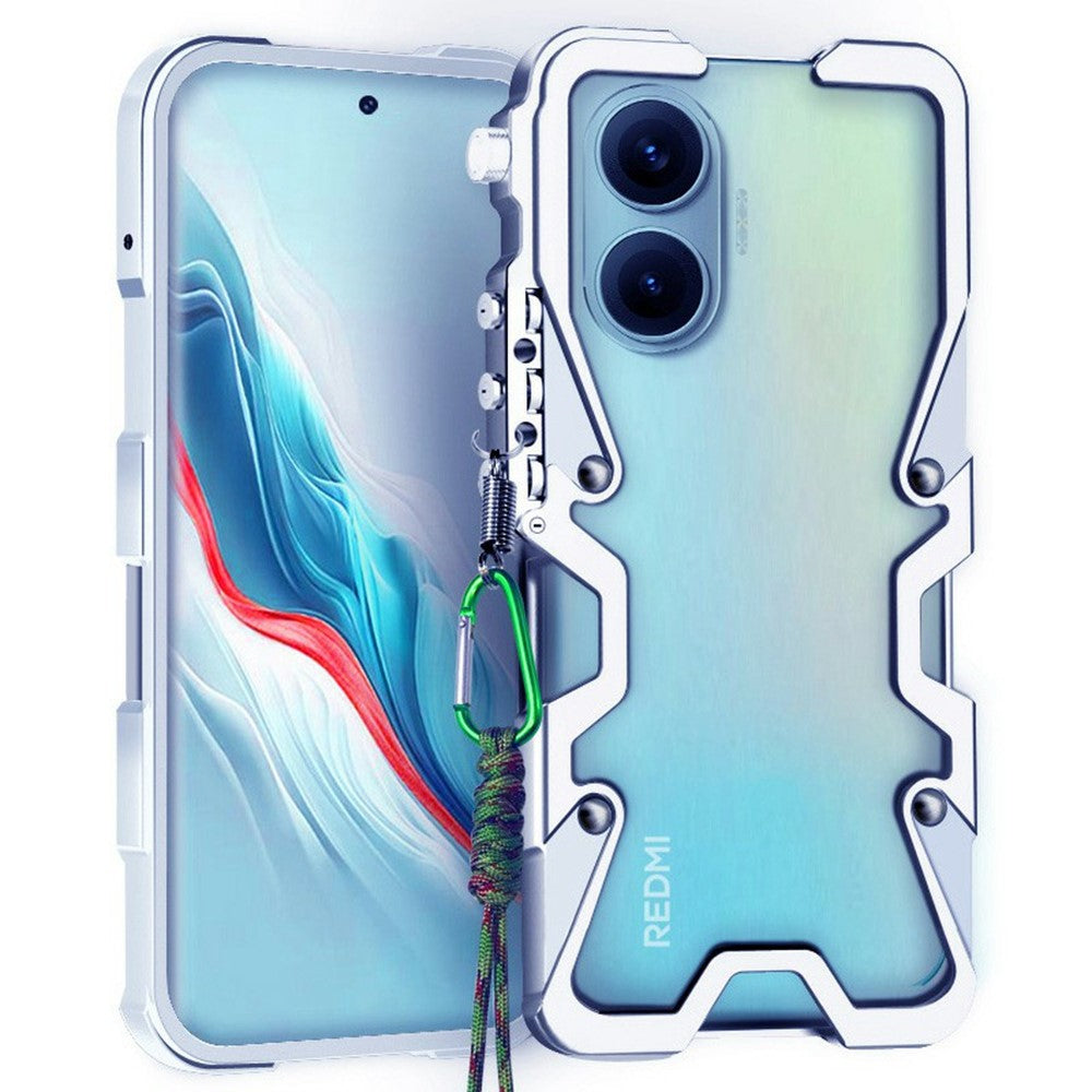 For Xiaomi Poco F7 5G / Redmi Turbo 4 Pro 5G Bumper Case Aluminium Alloy Metal Phone Shell Cover with Strap