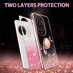 KADEM For Huawei nova 14 Ultra 5G Case Ring Kickstand TPU Flowers Phone Cover Gradient Glitter