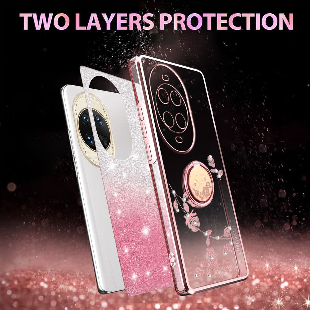 KADEM För Huawei Nova 14 Ultra 5G Skal Ring Stativ TPU Blommor mobilskal Gradient Glitter