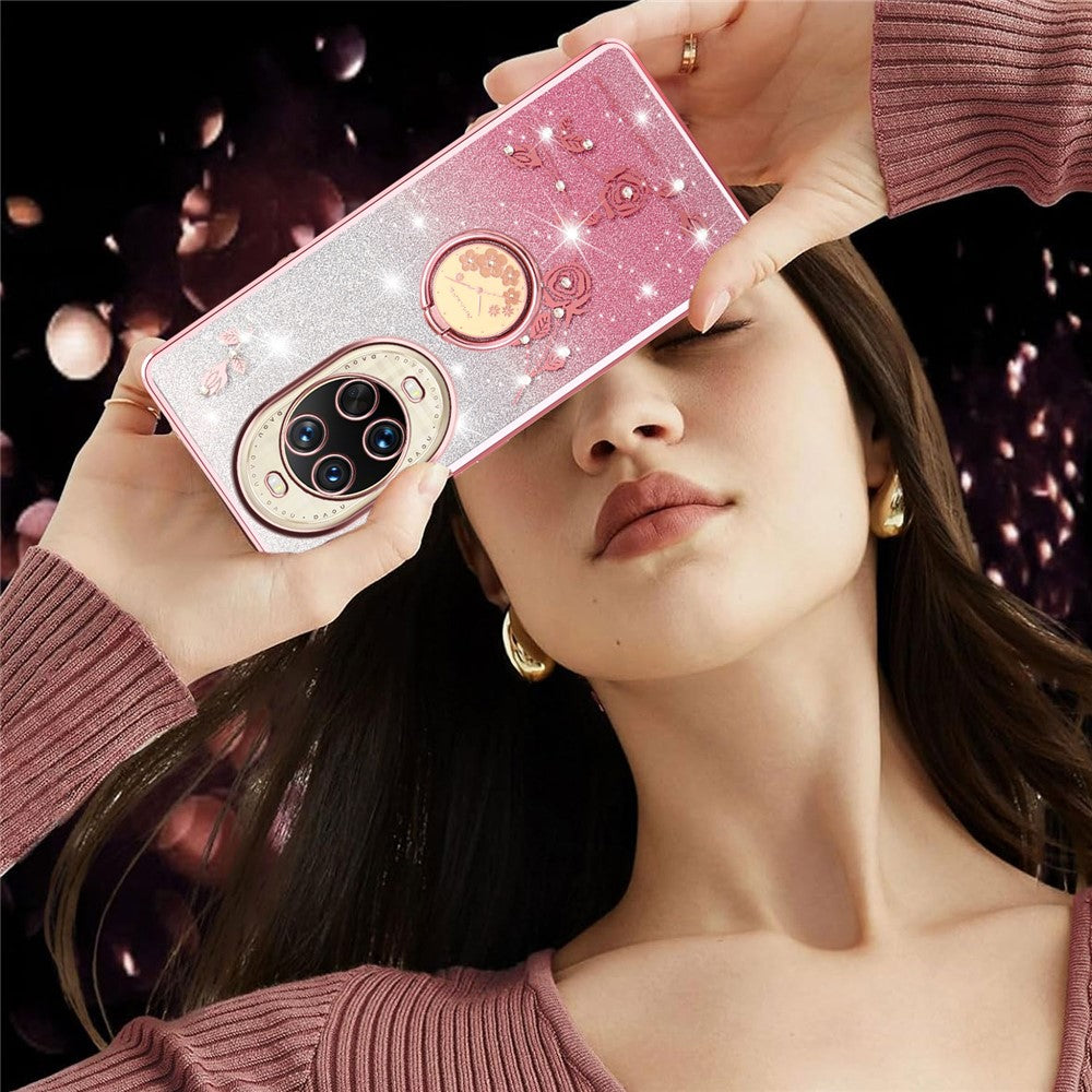KADEM För Huawei Nova 14 Ultra 5G Skal Ring Stativ TPU Blommor mobilskal Gradient Glitter