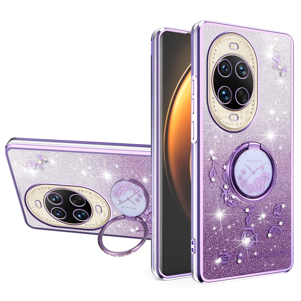KADEM För Huawei Nova 14 Ultra 5G Skal Ring Stativ TPU Blommor mobilskal Gradient Glitter
