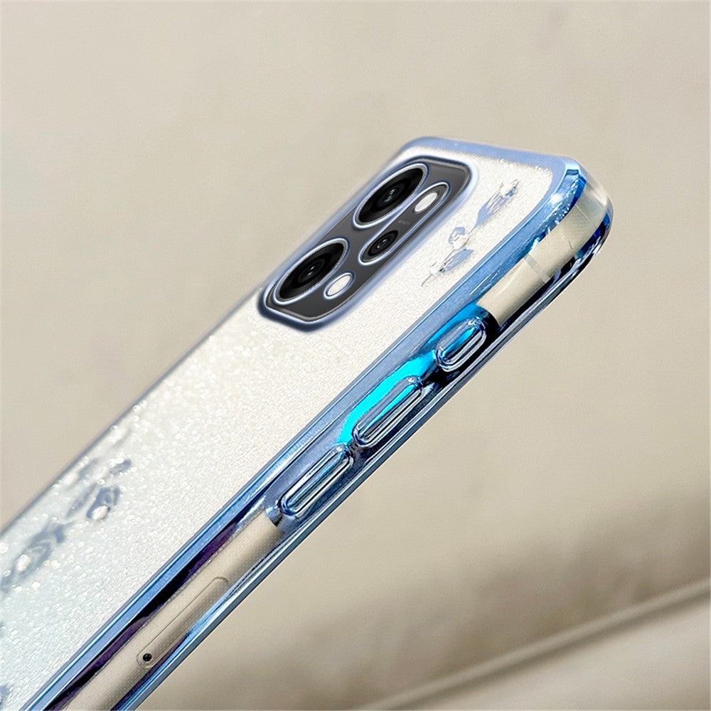 KADEM For Oppo Reno14 Pro 5G (Global) Case Flower Pattern TPU Gradient Phone Cover with Lanyards