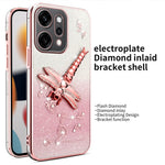 KADEM-cover med guldsmedemotiv, stativ, TPU, blomster og glimmer til Oppo Reno14 Pro 5G (Global)