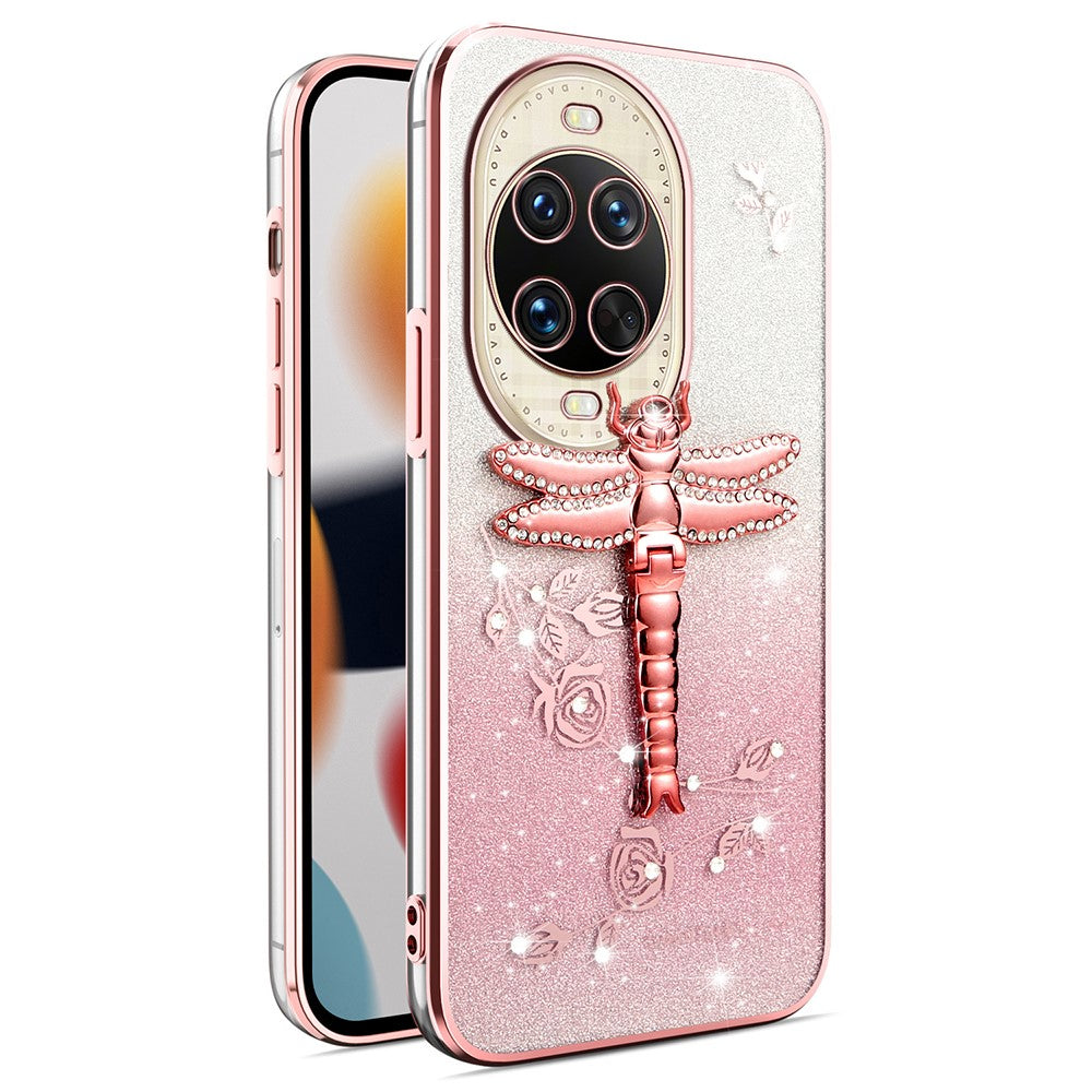 KADEM För Huawei Nova 14 Ultra 5G Skal Dragonfly Stativ TPU Blommor Glitter mobilskal
