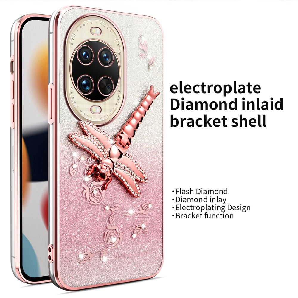 KADEM För Huawei Nova 14 Ultra 5G Skal Dragonfly Stativ TPU Blommor Glitter mobilskal