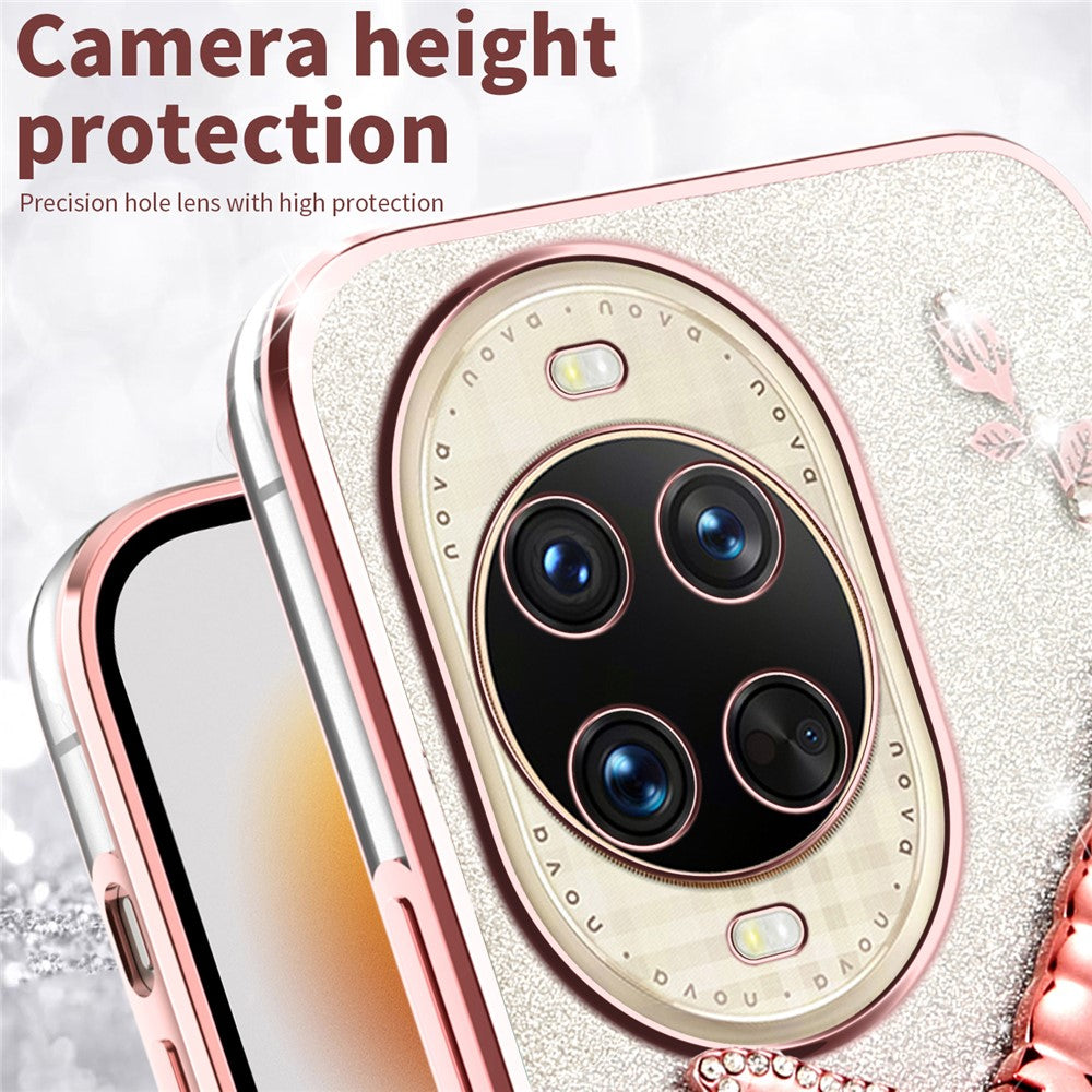 KADEM För Huawei Nova 14 Ultra 5G Skal Dragonfly Stativ TPU Blommor Glitter mobilskal