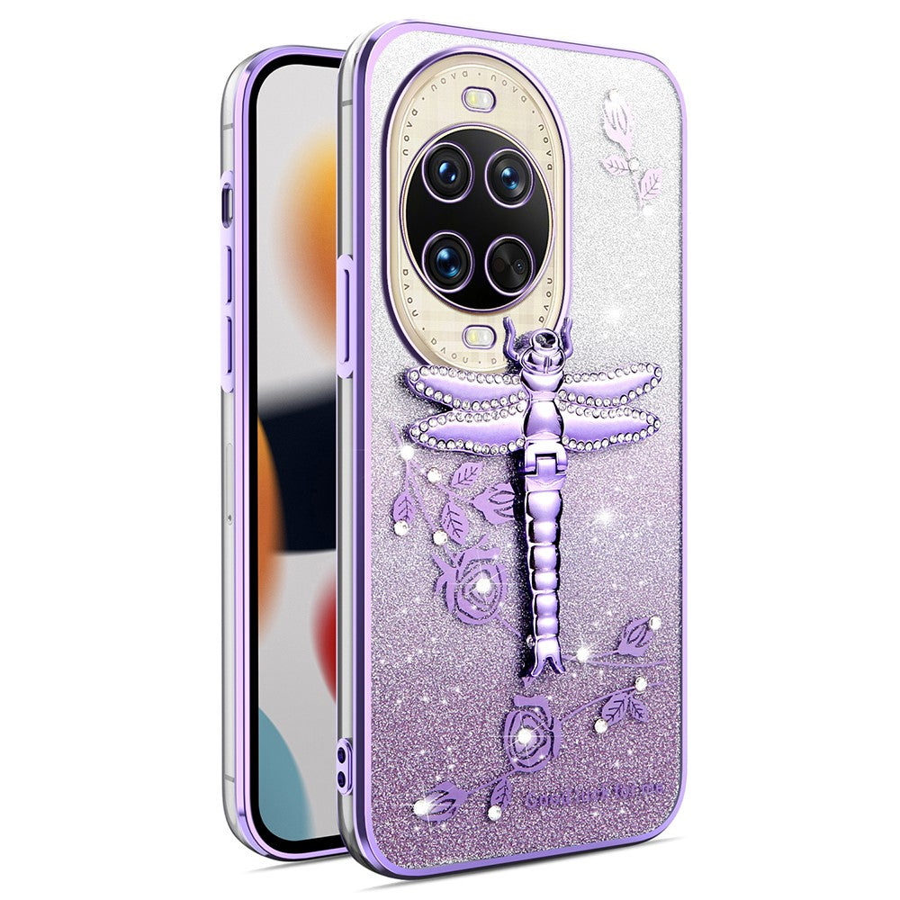 KADEM För Huawei Nova 14 Ultra 5G Skal Dragonfly Stativ TPU Blommor Glitter mobilskal