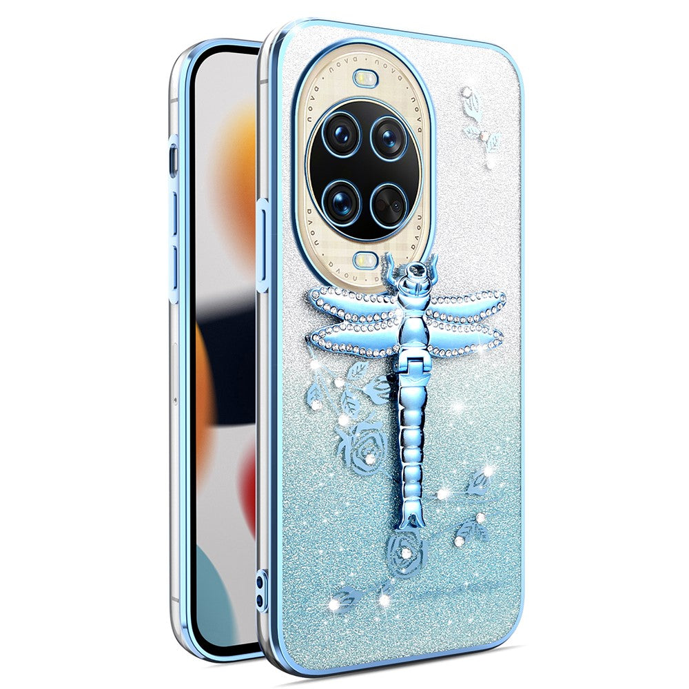 KADEM För Huawei Nova 14 Ultra 5G Skal Dragonfly Stativ TPU Blommor Glitter mobilskal