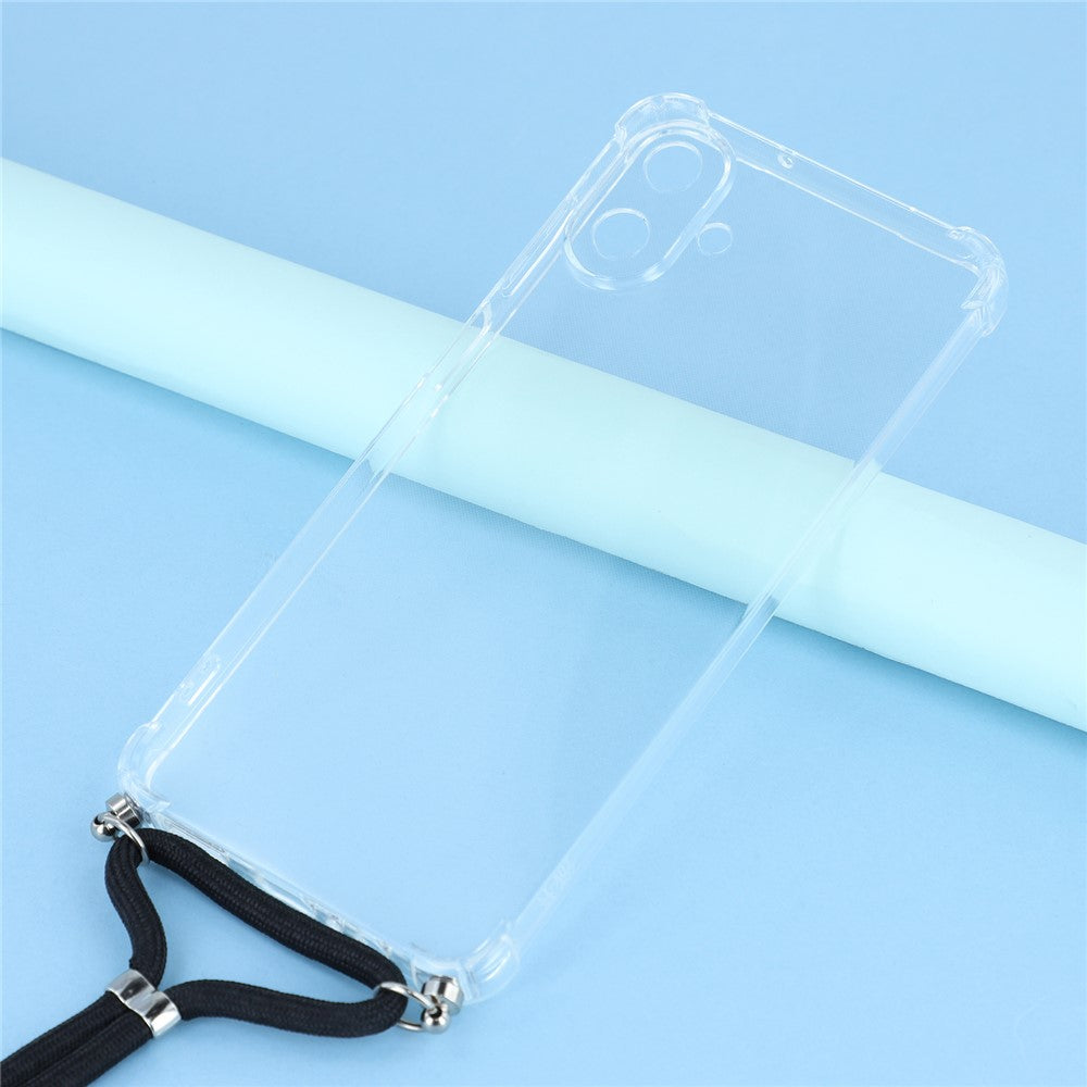 For Samsung Galaxy A08 5G / A08 4G / A07 4G Case Reinforced Corner TPU Clear Phone Cover with Lanyard