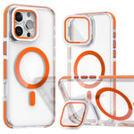 Til iPhone 16 Pro Magnetisk Cover TPU Akryl Gennemsigtigt Telefonbagcover med Linsebeskytter Stander