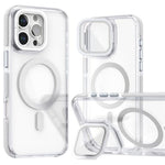 Til iPhone 16 Pro Magnetisk Cover TPU Akryl Gennemsigtigt Telefonbagcover med Linsebeskytter Stander