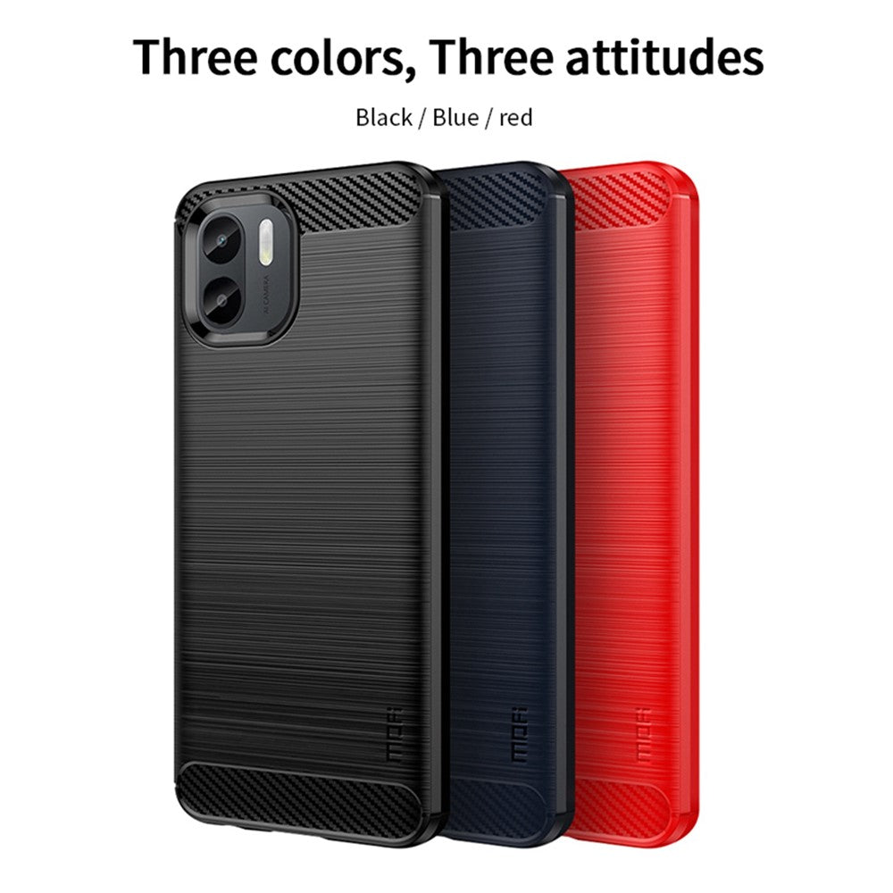 MOFI JK TPU Series-1 för Xiaomi Redmi A1 4G / A2 4G Reptåligt mobilskal med borstad yta, kolfiberstruktur, mjukt TPU-baksida