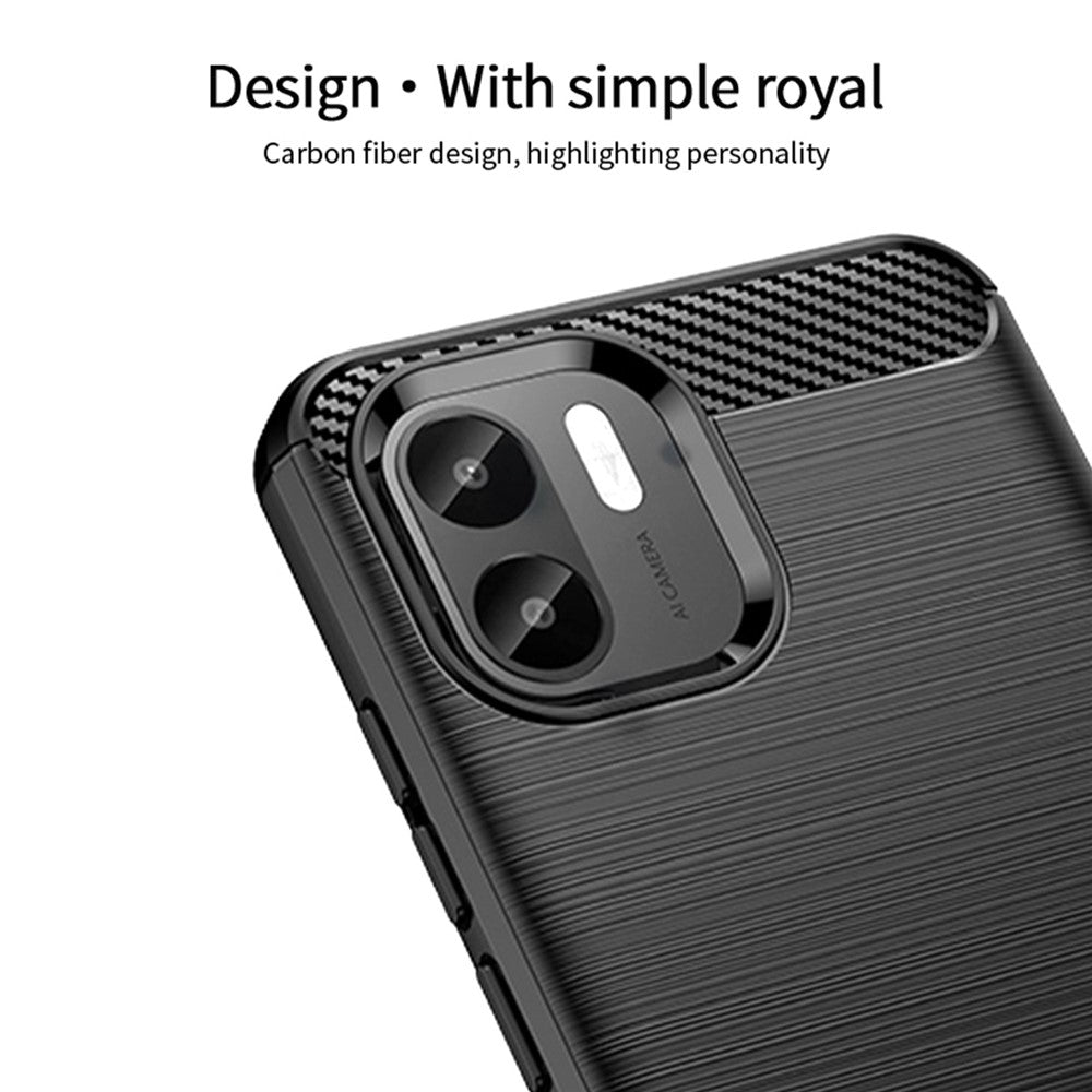MOFI JK TPU Series-1 för Xiaomi Redmi A1 4G / A2 4G Reptåligt mobilskal med borstad yta, kolfiberstruktur, mjukt TPU-baksida