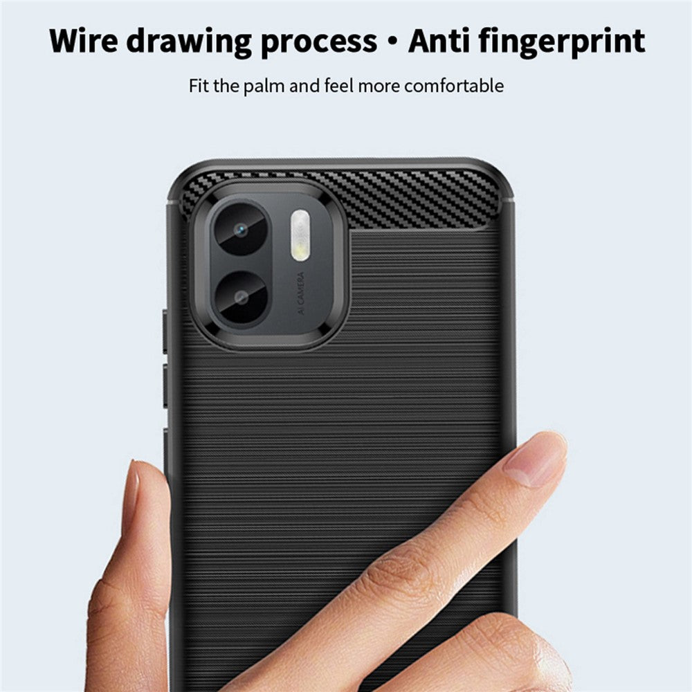 MOFI JK TPU Series-1 för Xiaomi Redmi A1 4G / A2 4G Reptåligt mobilskal med borstad yta, kolfiberstruktur, mjukt TPU-baksida