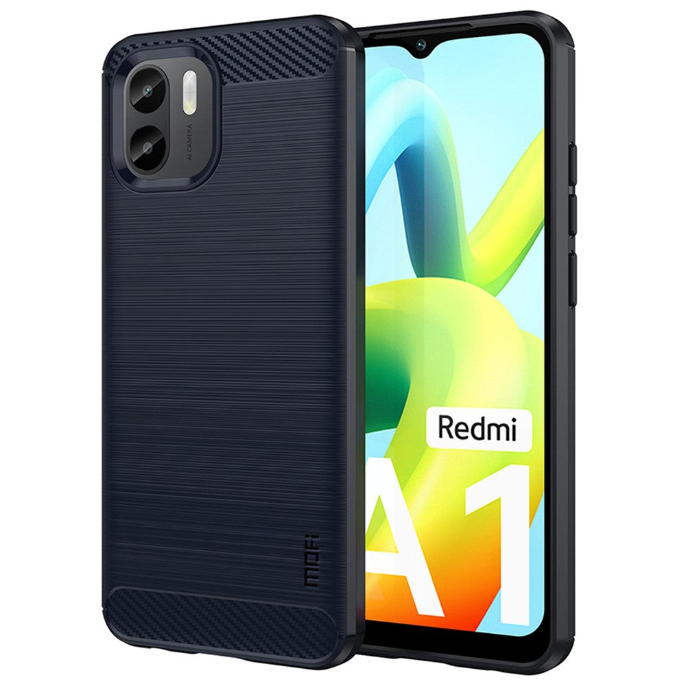 MOFI JK TPU Series-1 för Xiaomi Redmi A1 4G / A2 4G Reptåligt mobilskal med borstad yta, kolfiberstruktur, mjukt TPU-baksida