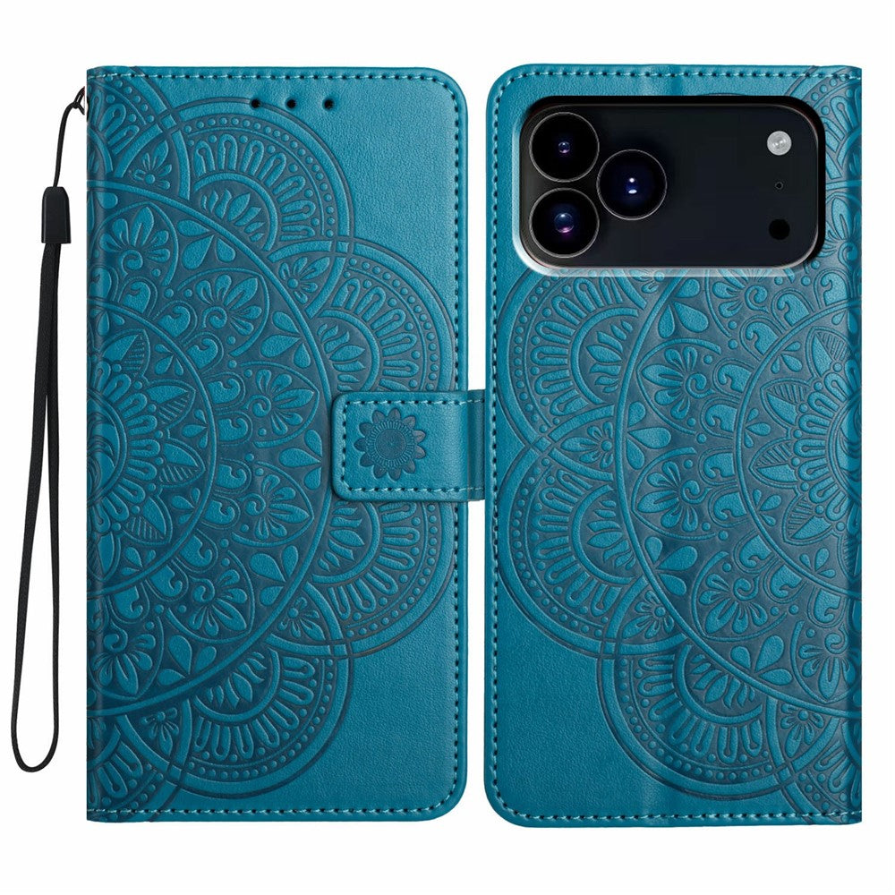 For iPhone 18 Pro Max / 17 Pro Max Leather Case with Card Slots Mandala Pattern Phone Cover Stand