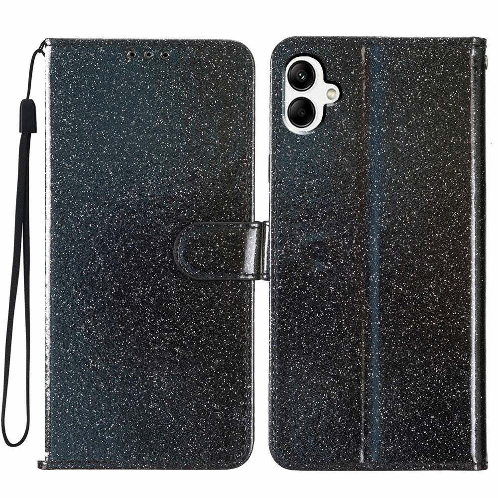 For Samsung Galaxy A08 5G / A08 4G / A07 4G Wallet Case Glitter Anti-Scratch Leather Stand Phone Cover with Strap