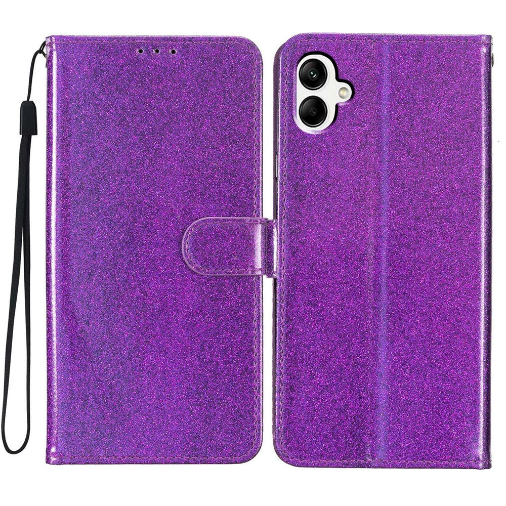 For Samsung Galaxy A08 5G / A08 4G / A07 4G Wallet Case Glitter Anti-Scratch Leather Stand Phone Cover with Strap