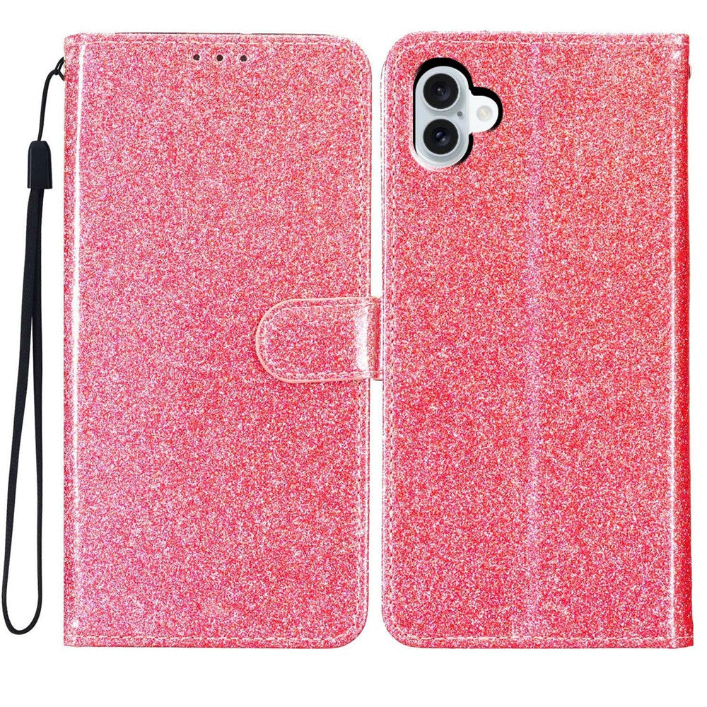 For Samsung Galaxy A08 5G / A08 4G / A07 4G Wallet Case Glitter Anti-Scratch Leather Stand Phone Cover with Strap