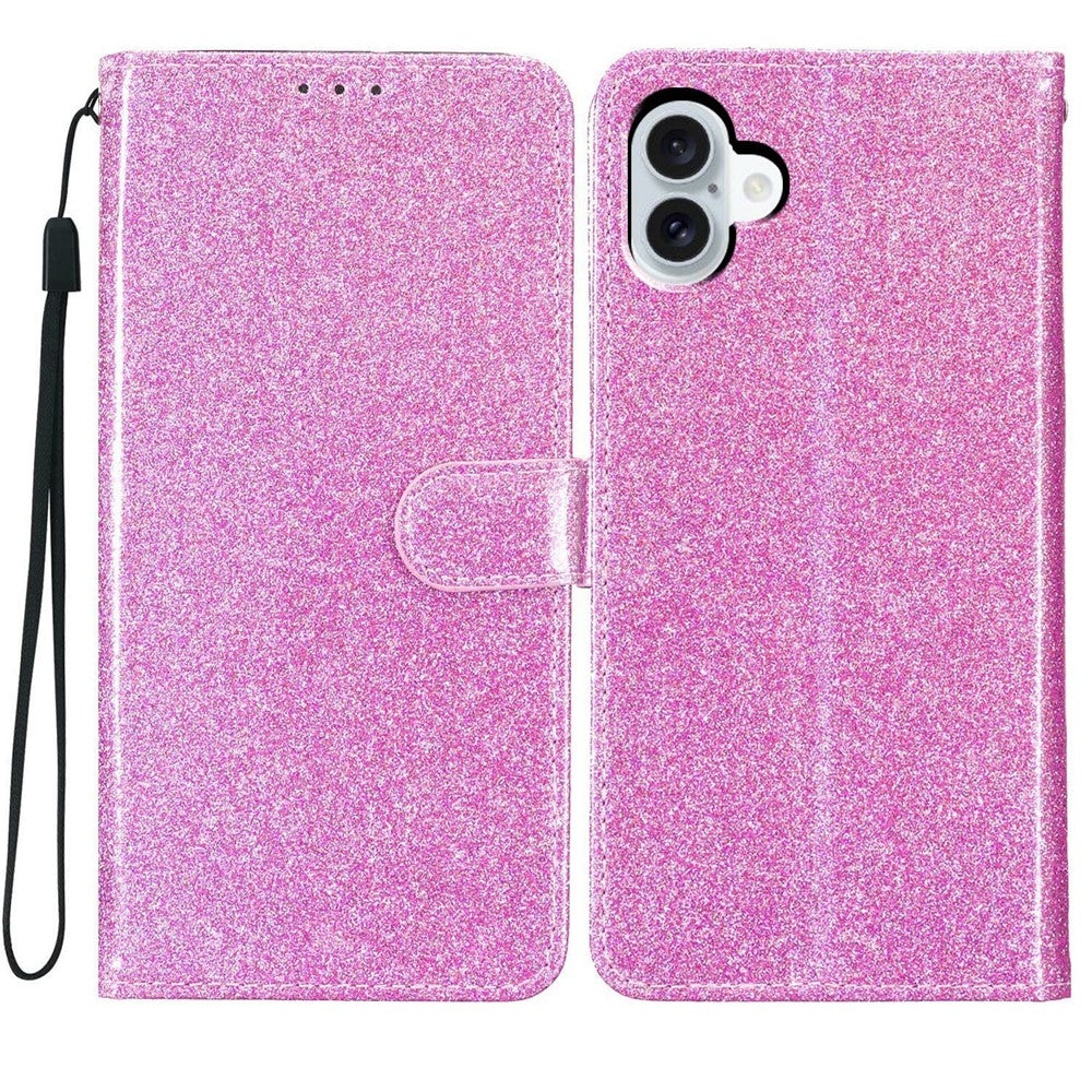 For Samsung Galaxy A08 5G / A08 4G / A07 4G Wallet Case Glitter Anti-Scratch Leather Stand Phone Cover with Strap