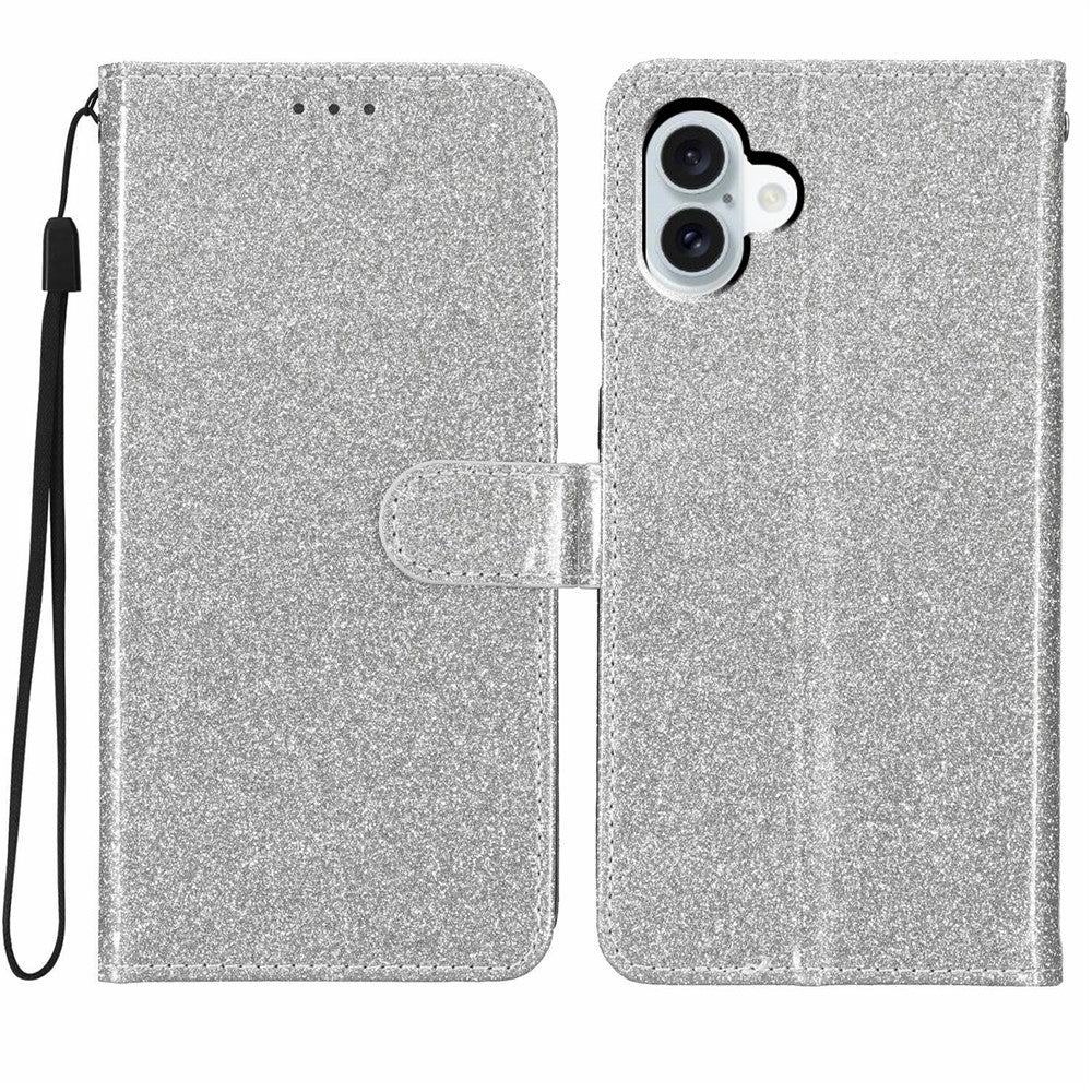 For Samsung Galaxy A08 5G / A08 4G / A07 4G Wallet Case Glitter Anti-Scratch Leather Stand Phone Cover with Strap