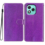 For Honor 400 Lite 5G Wallet Case Glitter Anti-Scratch Leather Stand Phone Cover with Strap