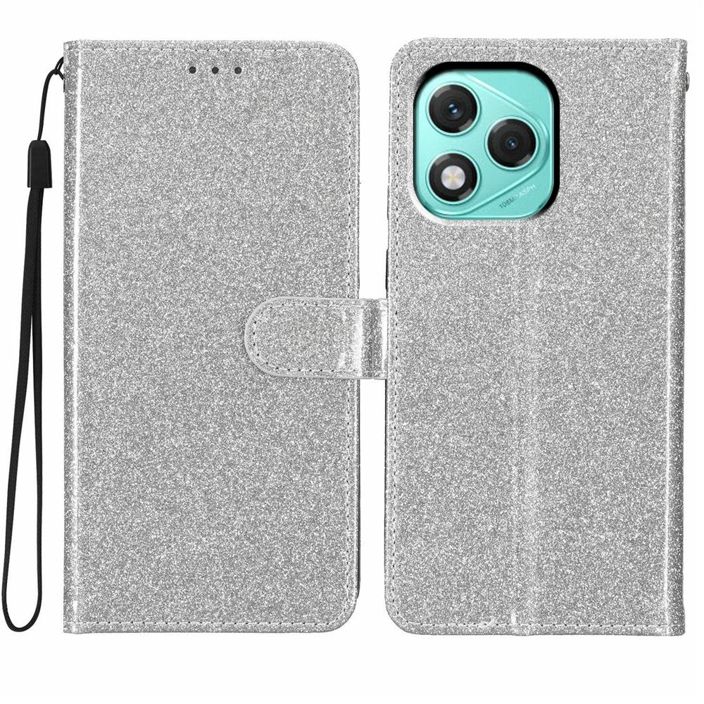 For Honor 400 Lite 5G Wallet Case Glitter Anti-Scratch Leather Stand Phone Cover with Strap