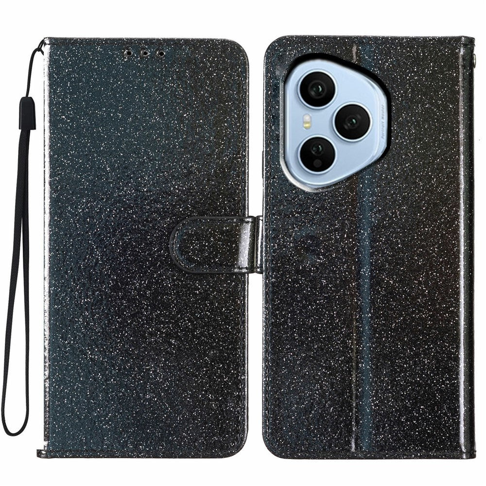 Til Honor 400 Pro 5G (Global) Pung Etui Glimmer Anti-ridse Læder Stand Telefon Cover med Rem