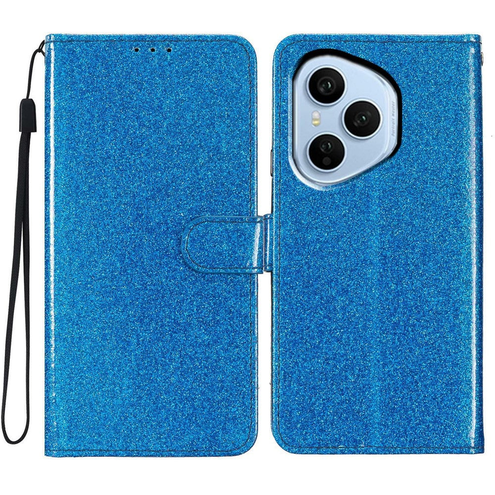 Til Honor 400 Pro 5G (Global) Pung Etui Glimmer Anti-ridse Læder Stand Telefon Cover med Rem